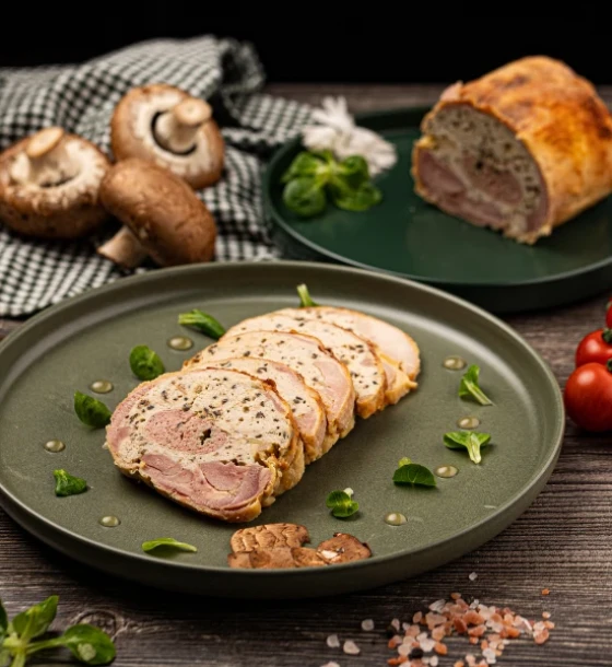 Rôti de poulet à la truffe et champignons sauvages